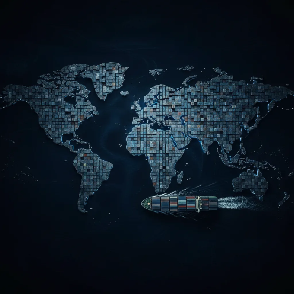 World map made of shipping containers